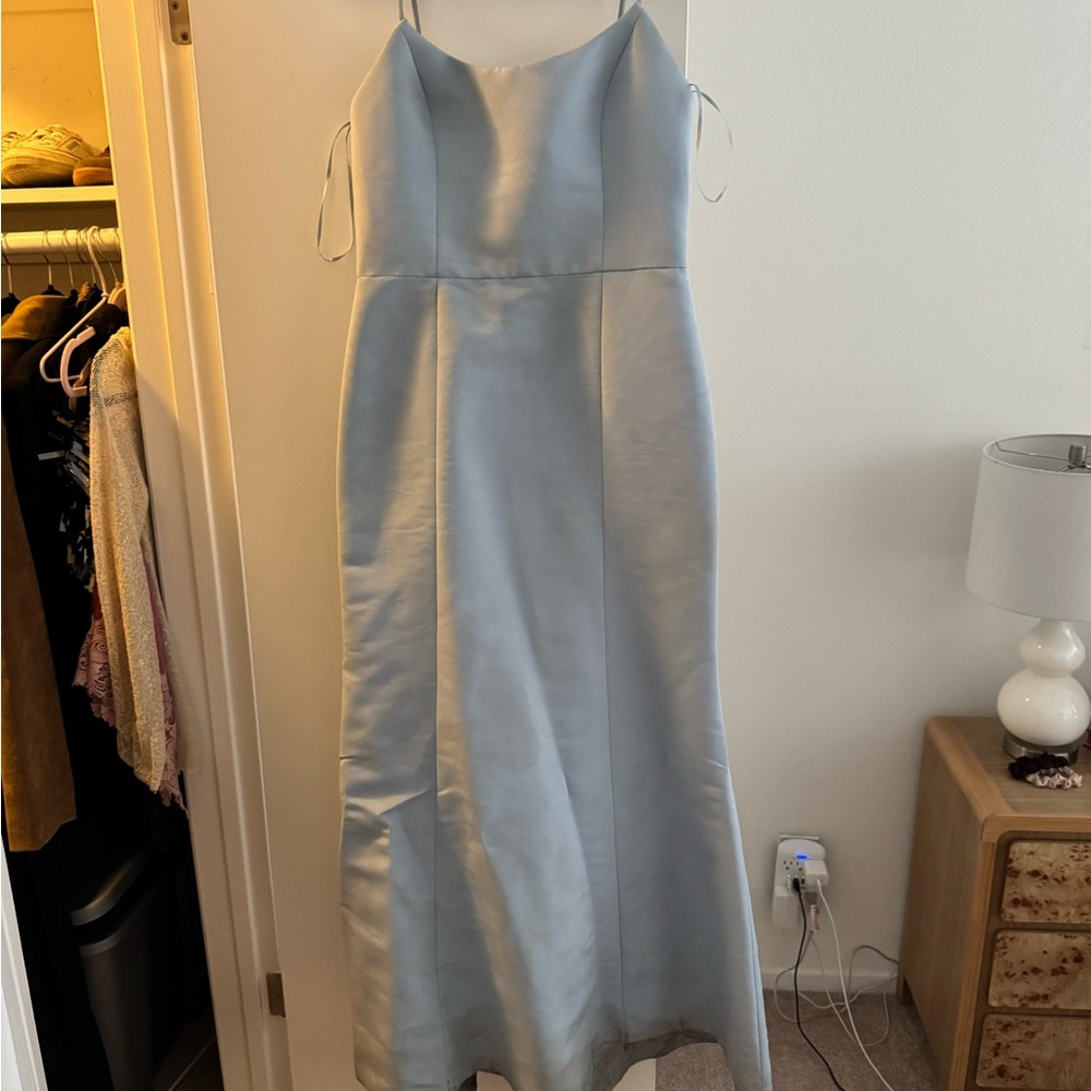 Amsale Light Blue Spaghetti Strap Dress
